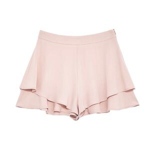 Zara Shorts Women's Size Small Dusty Rose‎ Pink Frill Hem Frilly High Waisted